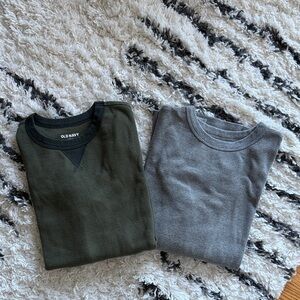 TWO! NWOT Old Navy Olive and Gray Waffle Knit Crewneck Shirts